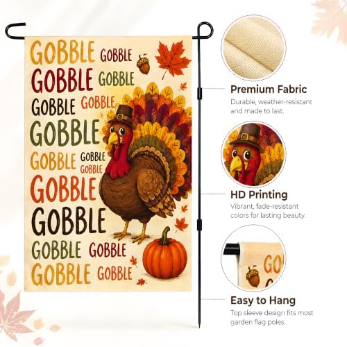 Thanksgiving Decorations - Funny Gobble Gobble Turkey Garden Flag
