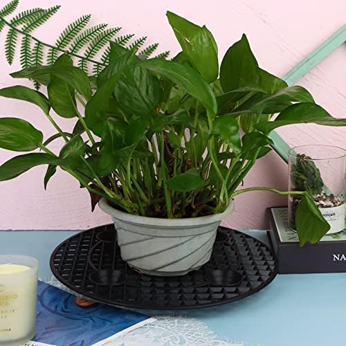 4 Pcs Plant Pot Elevator Heavy Duty Platic Stand Black Round Flower Holder