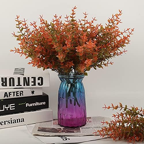 RECUTMS 8 Bundles Artificial Fall Mums Flowers No Fade Faux Autumn Plants