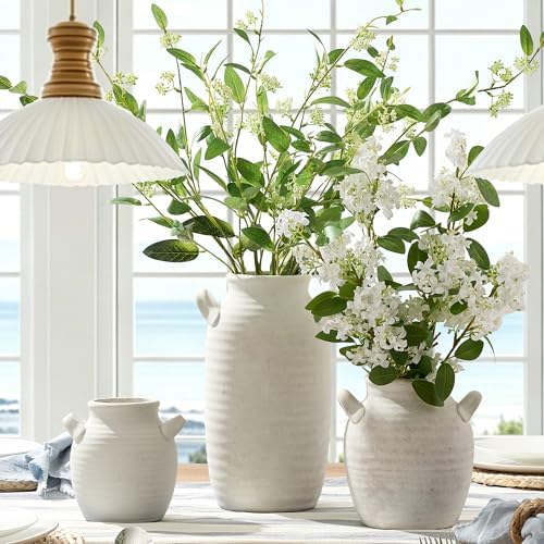 Vanselia Ceramic Flower Vase Home Decor Living Room Table Vases (6" Rustic)