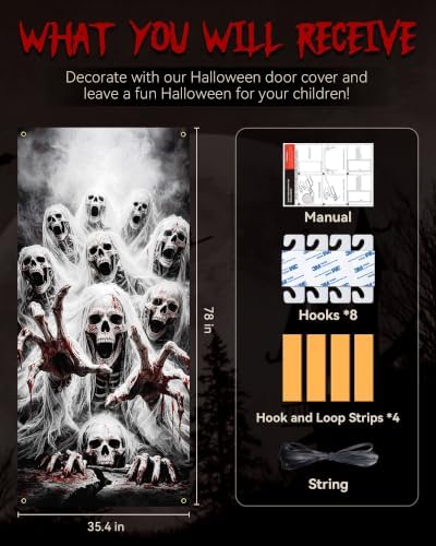 Halloween Door Cover Decor, Outdoor Party Wall Backdrop Sign