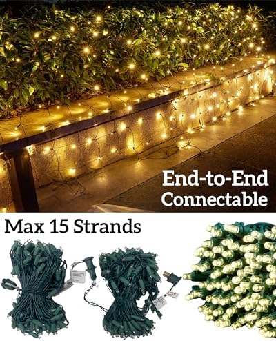 Led Christmas Net Lights for Bushes, 132LED 6FT x 6FT Connectable UL Certified Net Lights for Bushes Tree Shrubs Xmas Trunk Green Wire Christmas Decorations