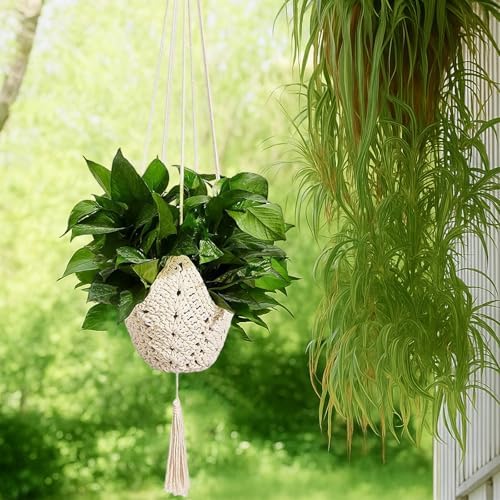 Shappy 1 Pack Boho Macrame Plant Hanger for Indoor