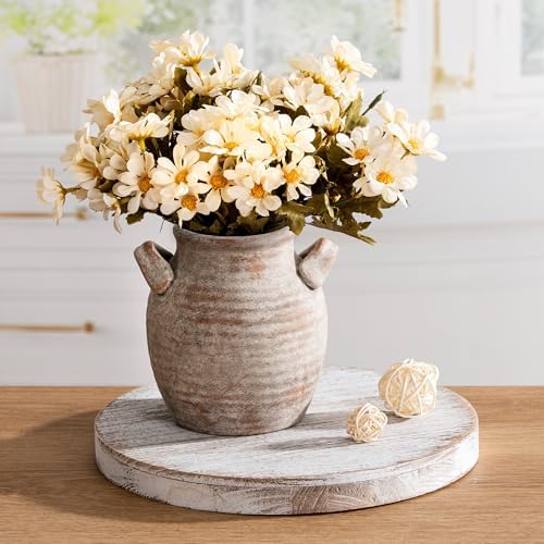 Vanselia Ceramic Flower Vase Home Decor Living Room Table Vases (6" Rustic)