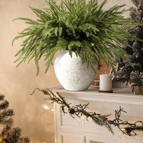 PURPLE STAR 1N 15 Pcs Christmas Norfolk Pine Branches, 19" Extra Length Fake Greenery Norfolk Pine Stems Sprigs, Artificial Xmas Branches Plants Pines Needles for DIY Craft Garland Home Garden Decor