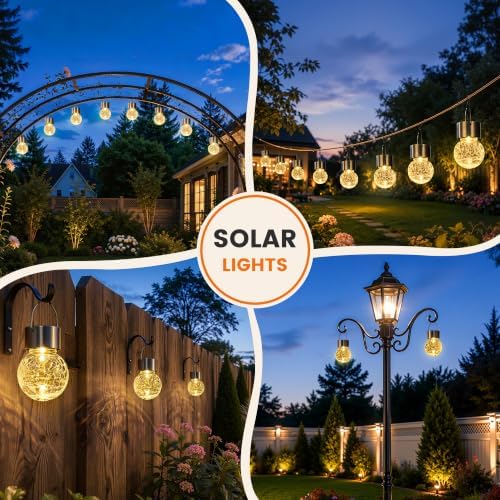 GIGALUMI Solar Lights Outdoor Hanging Lantern Garden Decor for Outside 8 Pc