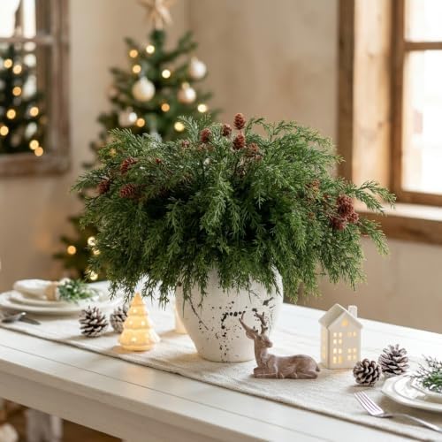 Faux Cedar Stems Artificial Norfolk Pine Branches for Christmas Decor