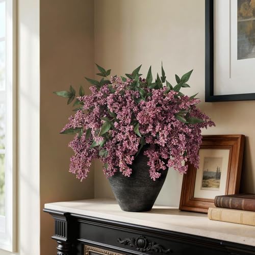 12Pcs 17"Lifelike Artificial Nandina Berry Stems for Vase Decor(Dusty Plum)