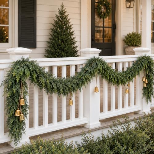15FT Christmas Cedar Garland Real Touch Greenery for Mantle Decor