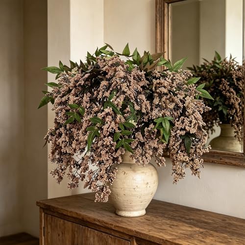 43 Inch Artificial Nandina Berry Stems for Vase Realistic Fall Floral Stems