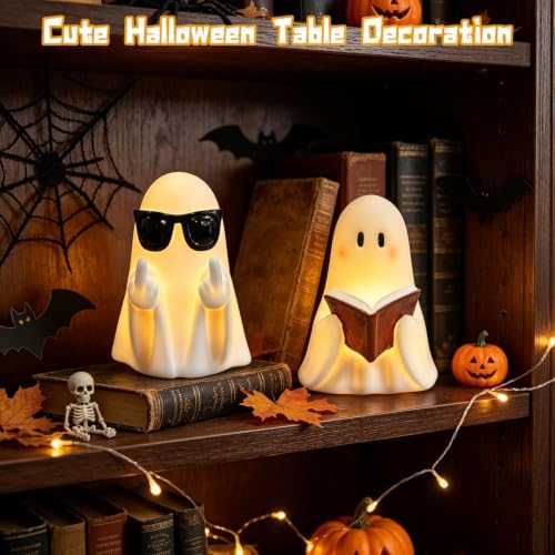 Eldnacele Halloween Ghost Flameless Candles Battery Operated with 6H Timer