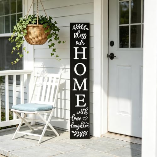 Welcome Sign for Front Door Porch, Bless Our Home Signs 47"