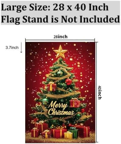 Large Christmas Tree House Flags Outside 28x40 Double Sided Burlap