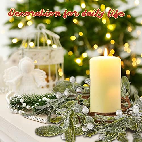 Waydress 5 Pcs Christmas Candle Ring Wreath 3 Inch,White