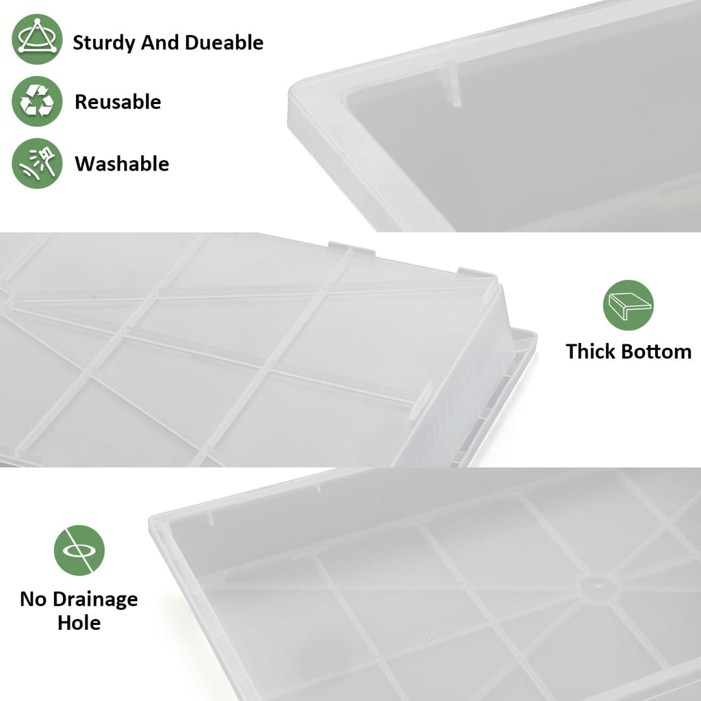 RooTrimmer 1020 Nursery Pot Trays 5 Pack, Transparent Plastic Flat Seed Starter Tray, Durable Square Seedling Starting