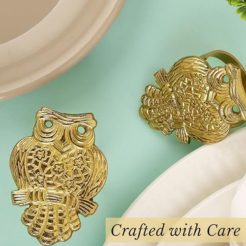 Gold Metal Napkin Rings Set of 12 – Decorative Napkin Holders for Cloth Napkins, Farmhouse, Modern, Wedding, Thanksgiving, Christmas & Everyday Dining Table Decor, Antique Gold