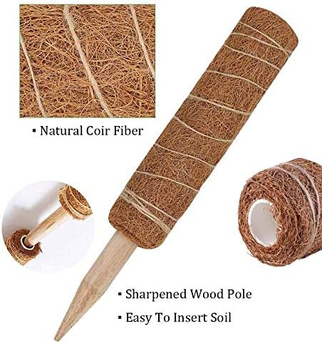 Moss Pole, 2 Pack 17.7 Inch Coir Totem Pole for Climbing Indoor Plants Creepers, with 15pcs Plant Labels