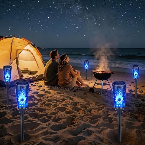 Toodour Solar Halloween Lights Outdoor, 6 Pack Solar Torch Light Waterproof