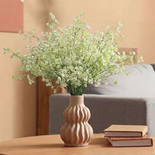 Zeyune 5 Pcs Green Summer Faux Berry Stem, Artificial Green Stem for Vase