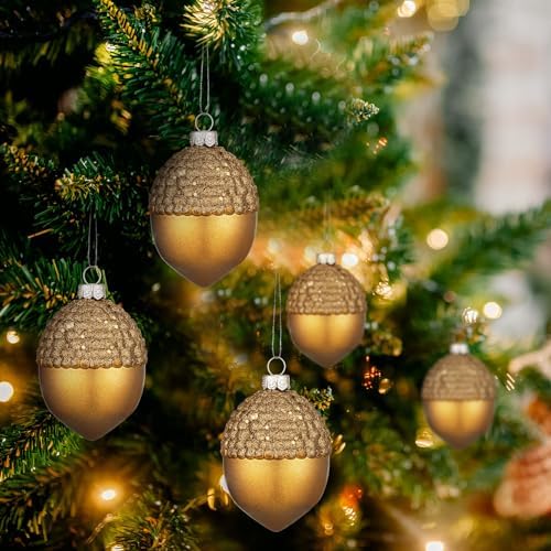 Lyrow 12 Pcs Christmas Acorn Ornaments Artificial Acorn Hanging Decor