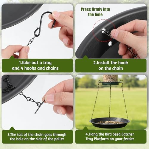 12.8'' Bird Seed Catcher Tray, Bird Feeder Platform Large Hanging Tray Squirrel Feeder Fits Most Feeders Catches Most Falling Seed and Husk for Outdoors, Backyard, Garden