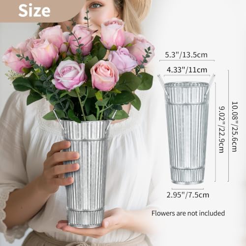 NUPTIO Galvanized Bucket for Flower Bar, 9" Tall, Set of 12