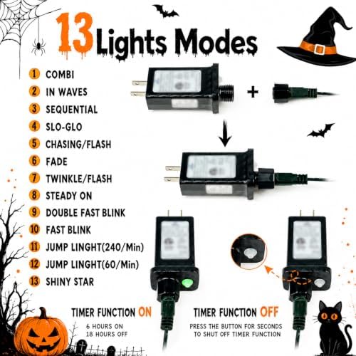 Connectable 88Ft 240LED Halloween Lights Outdoor Indoor, Purple & Orange