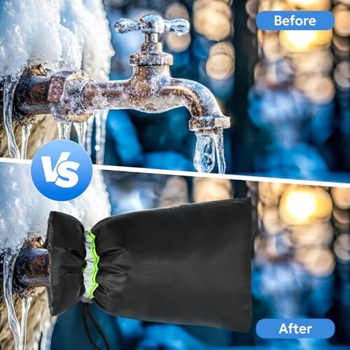 MIXC Outdoor Faucet Cover for Winter - 2 Packs 7.09''W x 10.24''H Water Socks Freeze Protection Pipe Insulation Reusable Waterproof Insulated Spigot Backflow Cover