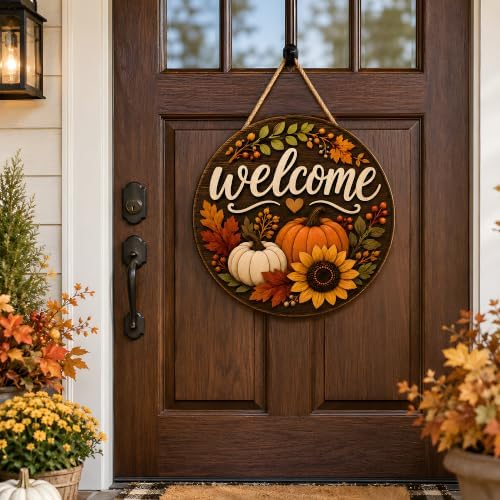 Fall Decorations for Home - Fall Thanksgiving Welcome Sign for Front Door