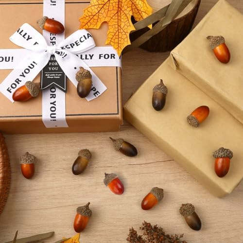JULBEAR 80Pcs Artificial Acorns Bulk for Crafts and Thanksgiving Decor
