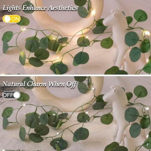 Vine Fairy Lights, 6.5FT 40 LEDs Eucalyptus String Lights, 2 Pack