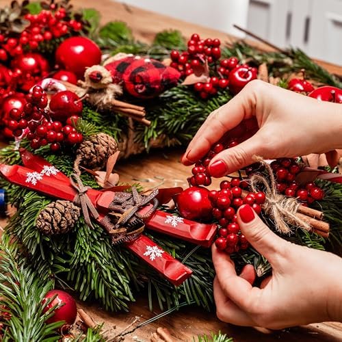 Sggvecsy 30 Pack Artificial Red Berry Stems 6.5inch Christmas Red Berry Picks Holly Berry Branches for Christmas Tree Decorations Holiday DIY Crafts Xmas Ornaments Wedding Home Decor