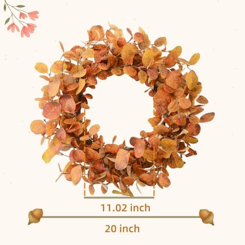 YNYLCHMX 20" Fall Wreath for Front Door, Golden Eucalyptus Leaves