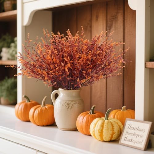 RECUTMS Fake Fall Plants for Outdoor Faux Lavender Flowers Fake Greenery