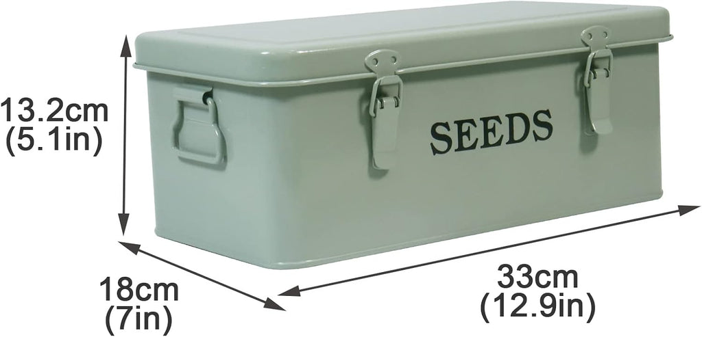 Seed Storage, Metal Seed Box, Seed Storage Organizer Box with Lid & Handle | 4 Compartments Seed Storage Box, Seed