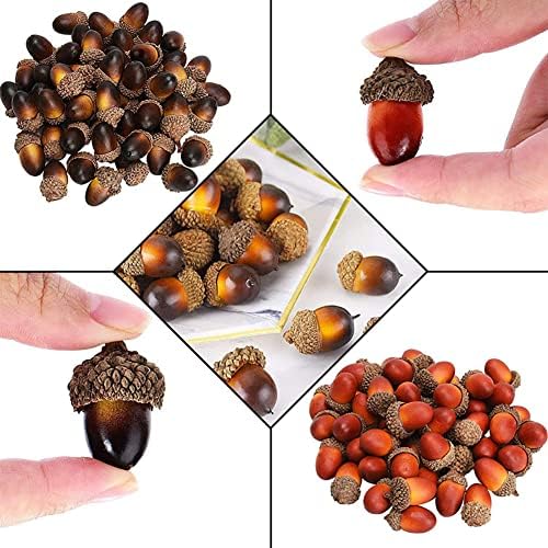 50 Pcs Artificial Small Acorn Fake Nutty Craft Acorns Autumn Vase Filler Decorations for Home