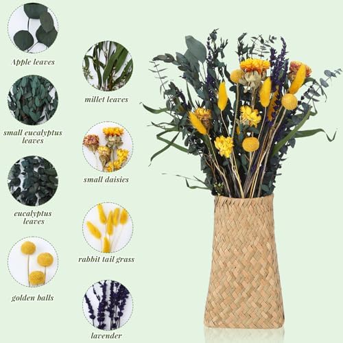 Mixed Dried Eucalyptus Stems with Lavender, Yellow Bunny Tails