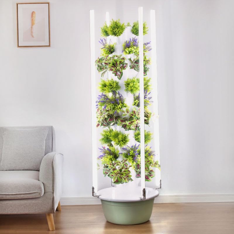 Hydroponic Growing Kit System, Tower Garden Hydroponic Tower with 4 LED Grow Lights, 7 Layer 28 Pots Planter, Indoor