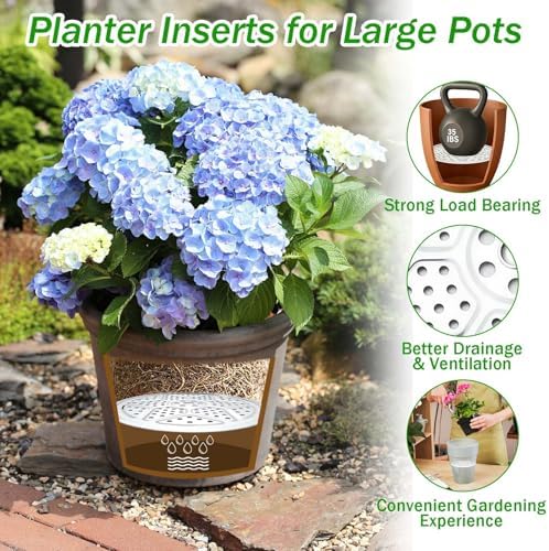 3PCS Round Planter Inserts for Large Tall Pots, 15.7" Stainless Steel Flower Pot Lift Insert Portable Planter Accessories Circular Plant Riser for Inside Pots with Drainage Hole, Use Less Potting Soil