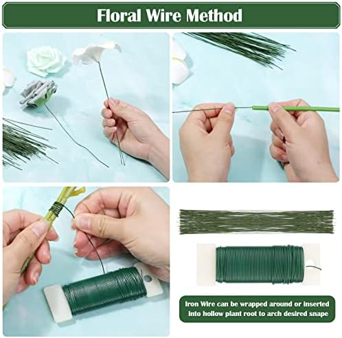 PAXCOO Floral Arrangement Kit with Green Tape and Wire, Boutonniere Flower pin, Wire Cutter for Wreath Making Supplies