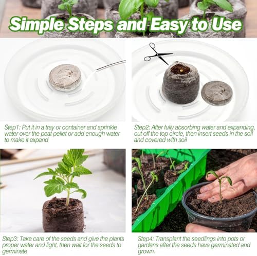 ZeeDix Peat Pellets for Seed Starting, 50 Pcs 36mm Seed Starter Soil Pods