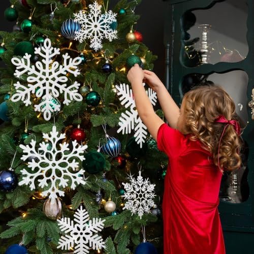 12 Inch Hanging Snowflake Decorations, Large Snowflakes Glitter