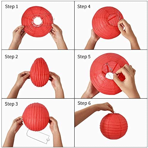 BEISHIDA 6 Inch Yellow Paper Lanterns 6 Packs Hanging Round Chinese Lantern