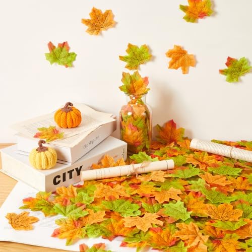 SITUMEIZI 400Pcs Artificial Fall Leaves, Maple Leaves for Autumn Decor