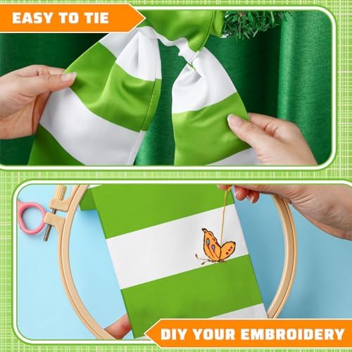 Wreath Sash for Front Door 4.5'' x 56'' Green White Striped