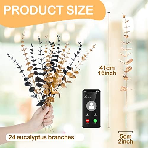 Yinder 24 Pcs Halloween 16 Inch Eucalyptus Artificial Stems,Vivid Color