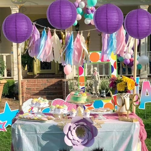 BEISHIDA 12 Inch Purple Paper Lanterns 6Packs Hanging Round Chinese Lantern