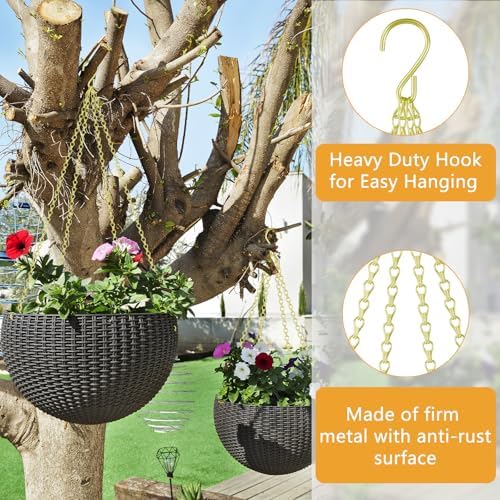 garini 3 Pack, 23 Inch Hanging Baskets Chain, Gold Hanging Chains with Hooks Flower Pot Chain Replacement Plant Hangers for Planters, Bird Feeders and Lanterns