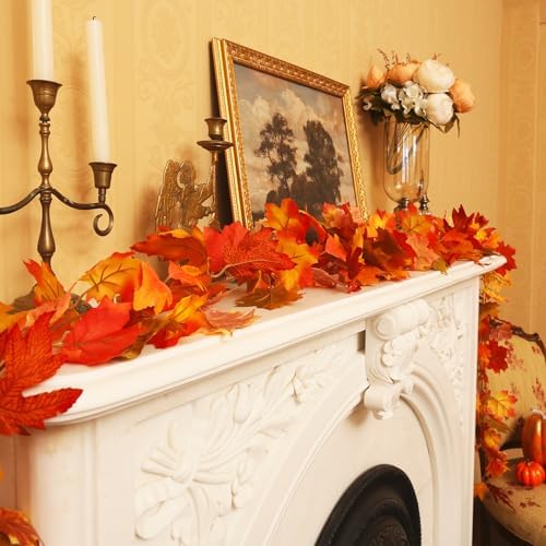 6 Pack Fall Garland with Colorful Autumn Leaves