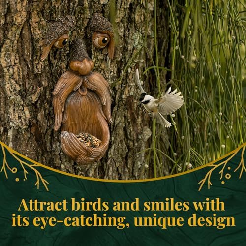 Tree Poetry Tree Face Decor Outdoor – Bird Feeder, Weatherproof Resin